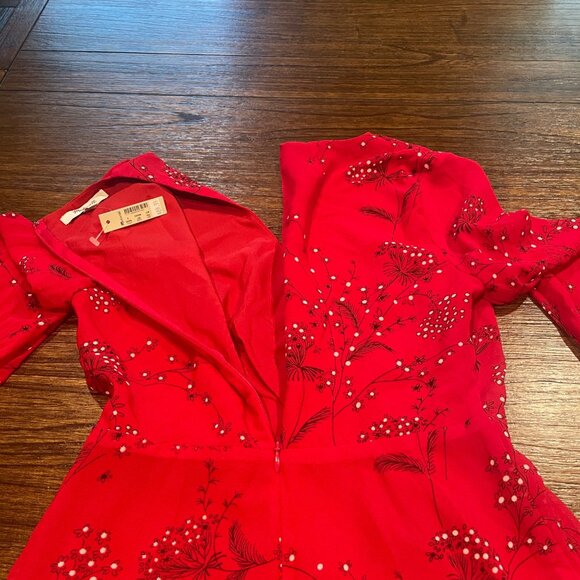 NWT Madewell Sz 0 Hazelwood Wrap-Front Mini Dress in Windswept Floral Red - Picture 8 of 15
